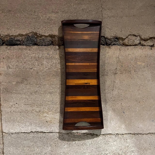 For your consideration, a mid-century single service tray /wall decor in exotic woods. made in Mexico circa the 1970s....