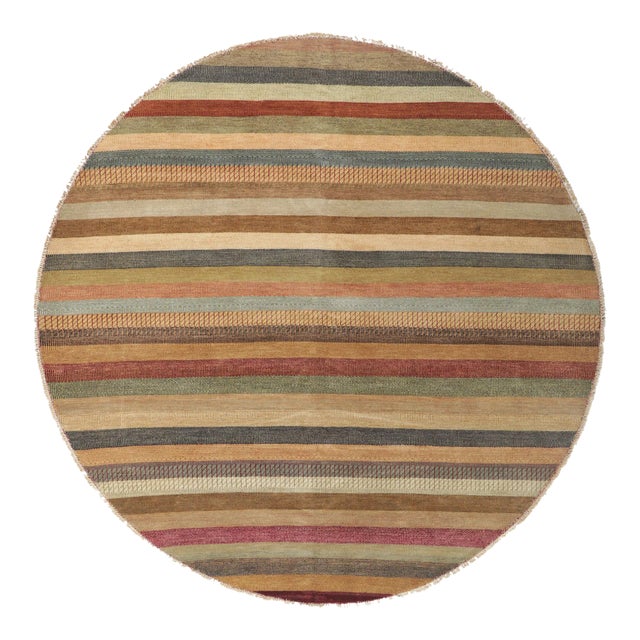 Striped Round Area Rug - 08'11 X 09'00 For Sale