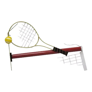 Curtis Jere Modern Pop Art 1988 Red Metal Tennis Racquet and Ball Wall Sculpture