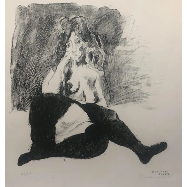 Black 1967 Raphael Soyer Nude in Tights Lithograph For Sale - Image 8 of 8