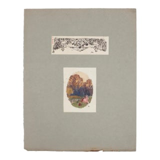 Landscape and Still Life Pencil, Watercolor, and Pen on Paper, 1920s For Sale