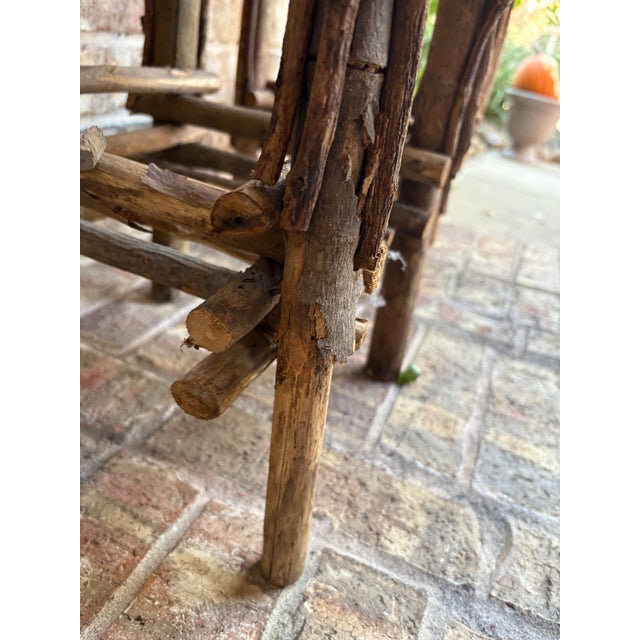 Wood Bentwood Plant Stand, Vintage Handmade With Willow Folk Art (2) Two-Tier Rustic Twig For Sale - Image 7 of 12