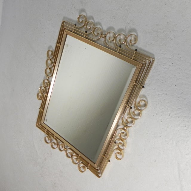 Vintage Faceted Mirror in Aluminum Frame, 1950s For Sale - Image 11 of 14