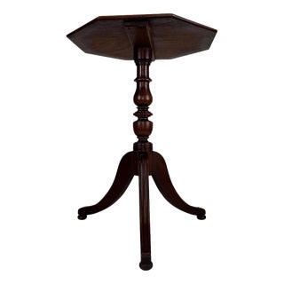19th Century Antique English Octagonal Mahogany Tripod Side Table For Sale