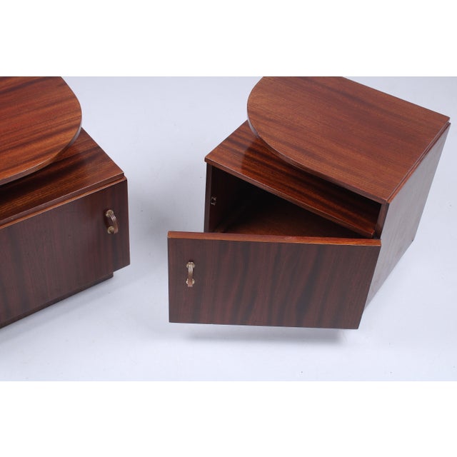 Art Deco Dark Wood Nightstands, 1940s, Set of 2 For Sale - Image 11 of 15