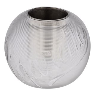 Antique British Silver Plate and Engraved Glass Match Striker, 1910 For Sale