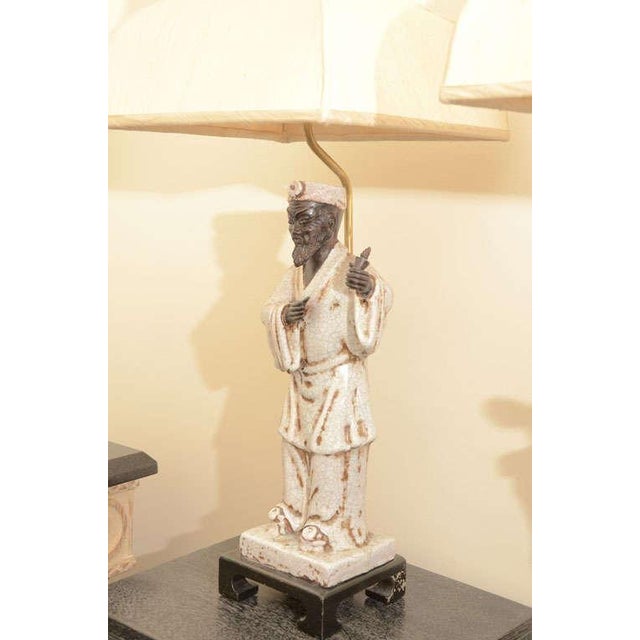 Fantoni Asian Figurine Lamps By Fantoni - a Pair For Sale - Image 4 of 11