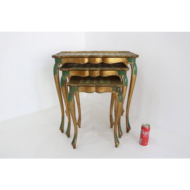 Vintage Italian Florentine Nesting Tables in Gilded Wood, 1960s, Set of 3 For Sale - Image 13 of 14