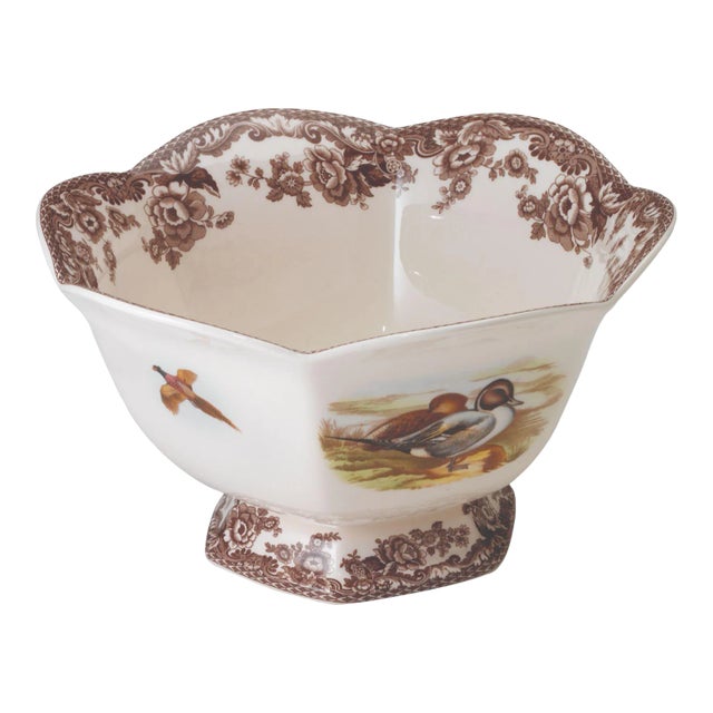 Spode Woodland Hexagonal Footed Bowl 8.5" For Sale
