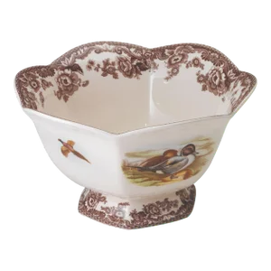 Spode Woodland Hexagonal Footed Bowl 8.5"