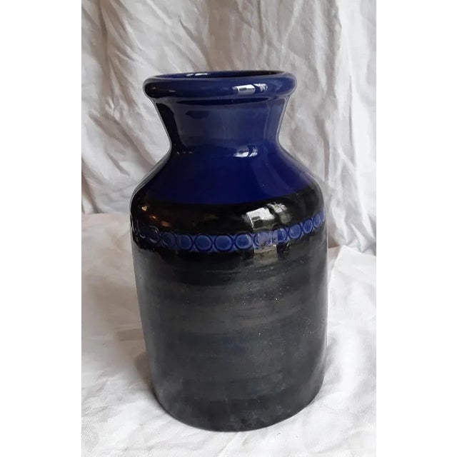 1970s Vintage Ceramic Vase in Blue and Anthracite, 1970s For Sale - Image 5 of 5