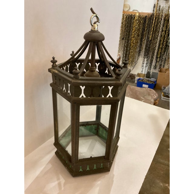 Brass Antique Brass Gothic Revival Style Lantern For Sale - Image 8 of 8