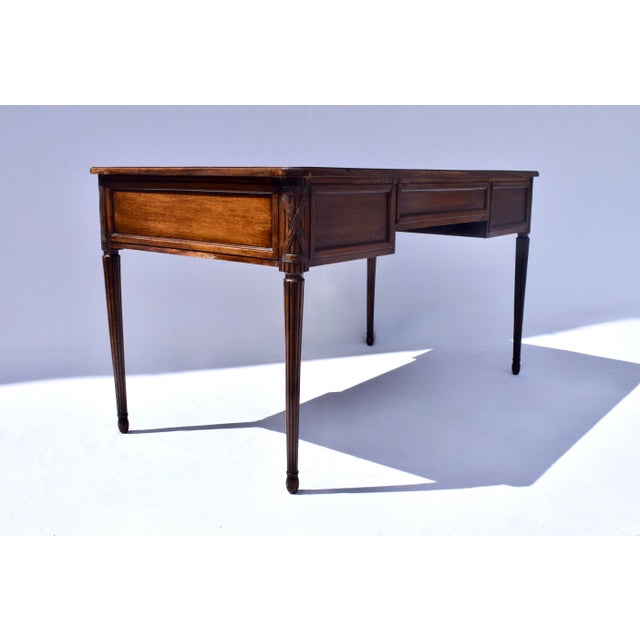 Louis XVI Style Leather Writing Desk by Cassard Et Cie, Paris, 1920s For Sale - Image 9 of 13