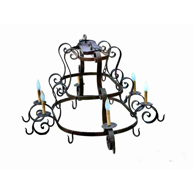 1990s Adele Kerr Chandelier Custom-Made 6 Bulb Light Fixture For Sale - Image 4 of 11