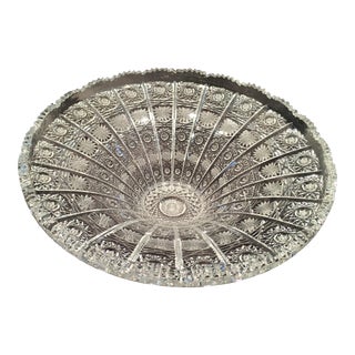Vintage Bohemia Czech Crystal Queens Lace Bowl For Sale