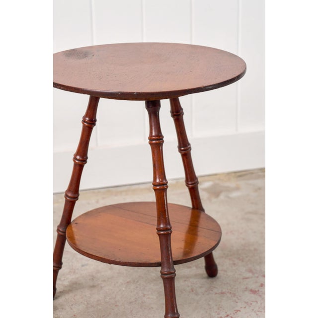 English Mid 19th Century English Faux Bamboo Two-Tier Round Table With Cane Cut Legs For Sale - Image 3 of 5