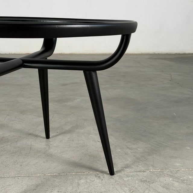 Black Round Semi-Matte Black Lacquered Coffee Table by Nicolay Diulgheroff, Italy, 1950s For Sale - Image 8 of 12