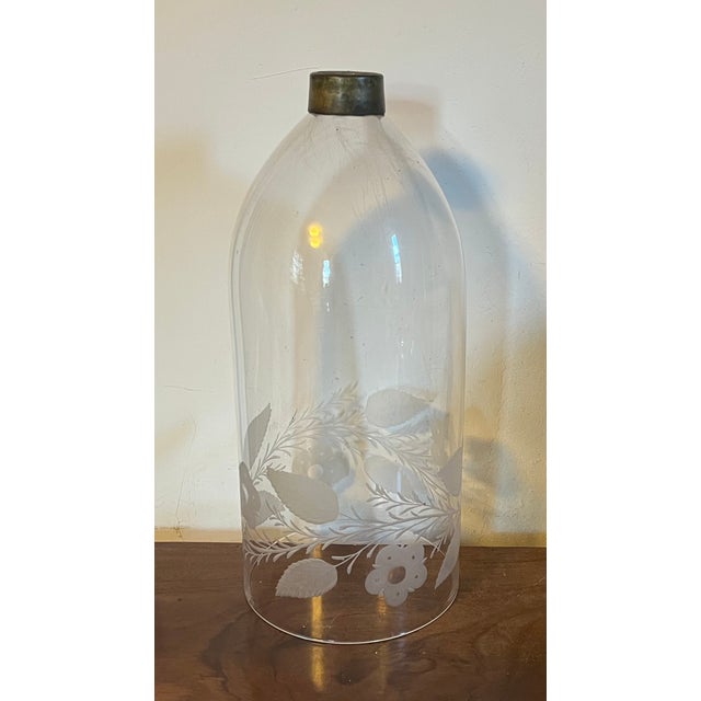Large Antique English Regency Blown Glass Hurricane Shade for Wall Sconce or Candle Stick With Etched Foliate Design Circa 1820 For Sale - Image 13 of 14