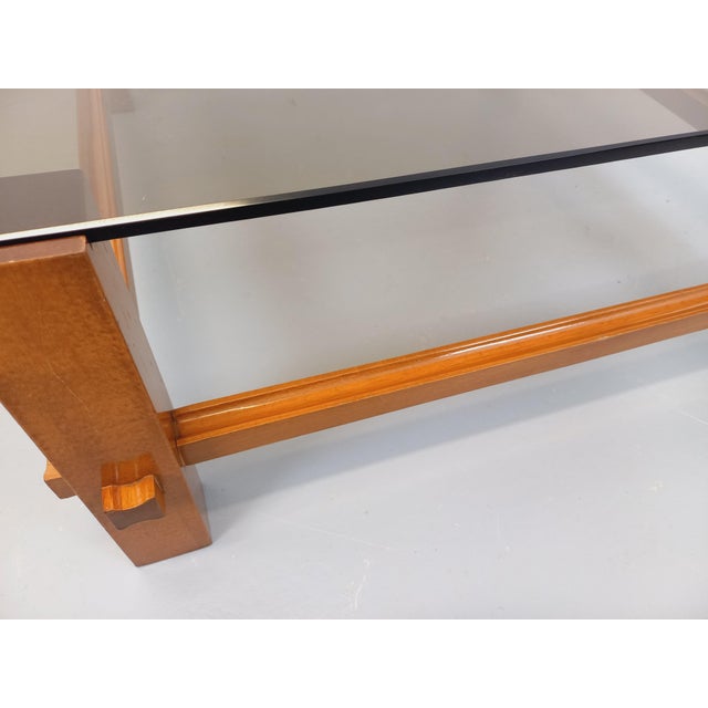 Vintage Square Italian Coffee Table in Wood and Smoked Glass from Fontana Arte, 1960s For Sale - Image 15 of 16