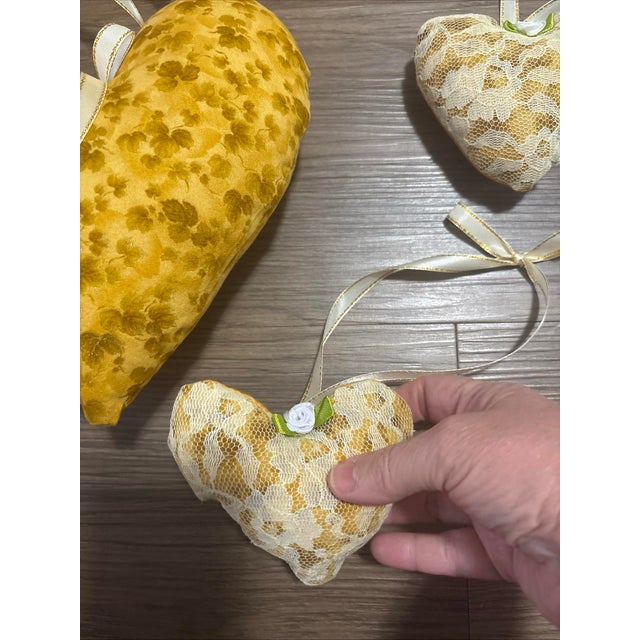 Textile Handmade Fall Hanging Hearts Pack of 3 New For Sale - Image 7 of 12
