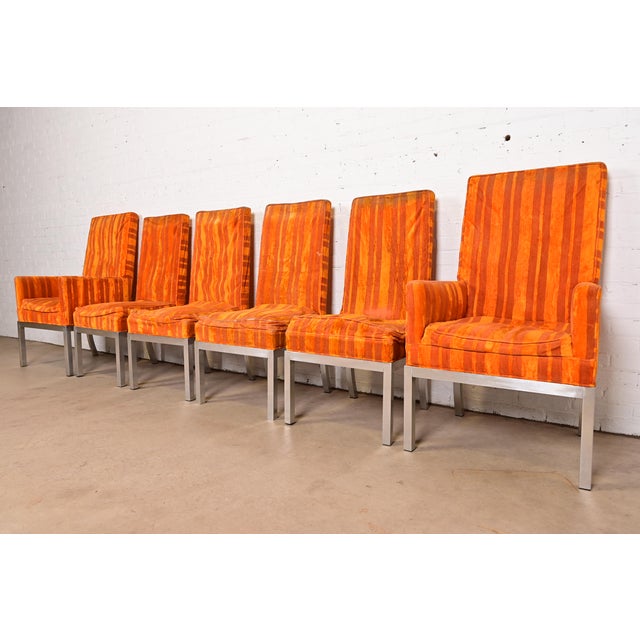 Leon Rosen for Pace Collection Mid-Century Modern Chrome Armchairs or Dining Chairs, Pair For Sale - Image 12 of 13