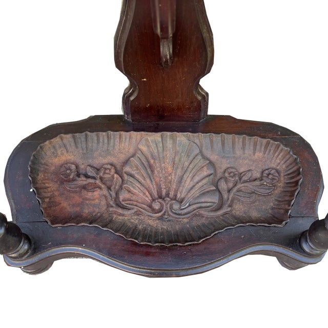 Late 1800s Victorian Hall Tree With Original Iron Drip-Catcher Plate For Sale - Image 4 of 14