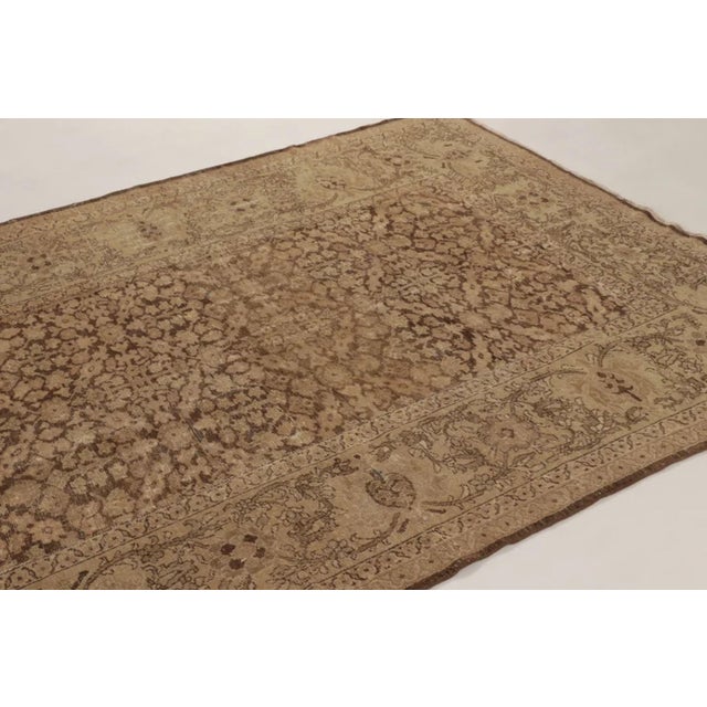 Wood Antique Persian Mahal Runner With Intricate Floral Vinery in Brown - Rug & Kilim For Sale - Image 7 of 10