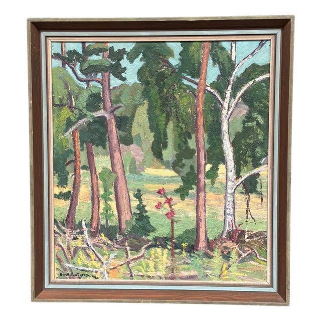 Bertil Lundgren, Forest, 1949, Oil on Panel, Framed For Sale