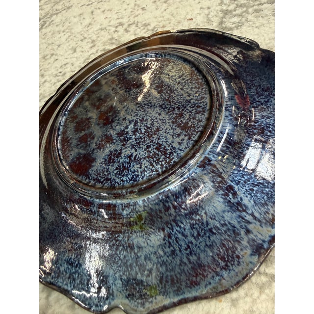 Set of 6 Antique French Dieulefit Pottery Plate W/Reactive Glaze & Fluted Rim For Sale In Atlanta - Image 6 of 6