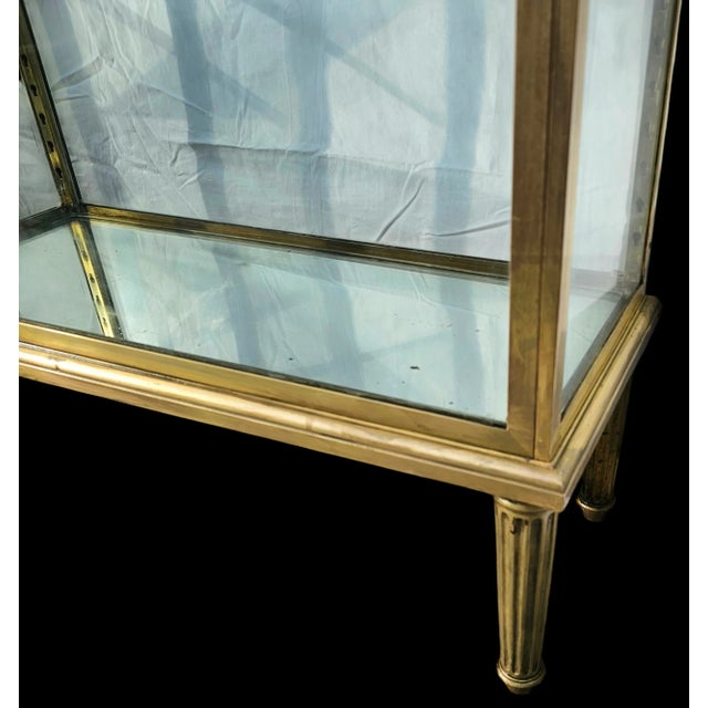 Pair of Antique Early 20th Century French Double-Sided Solid Brass and Glass Display Cabinets For Sale - Image 12 of 12