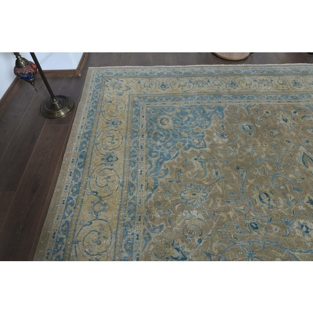 1970s Vintage Persian Handmade Wool Cotton Brown Area Rug For Sale - Image 4 of 11