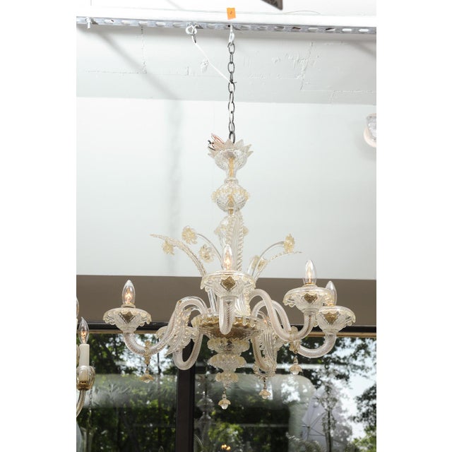 Traditional 1940s Exquisite 6-Light Murano Glass Chandelier, 1940s Italy For Sale - Image 3 of 18