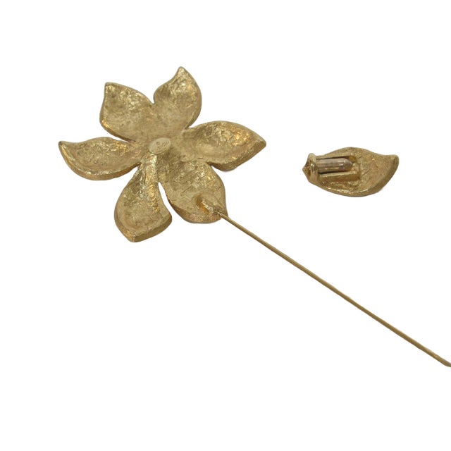 Givenchy 1980s Givenchy Gold White Enamel Stick Pin For Sale - Image 4 of 4