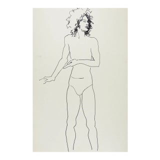 Vintage Pen & Ink Drawing Study Male For Sale