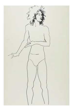 Vintage Pen & Ink Drawing Study Male