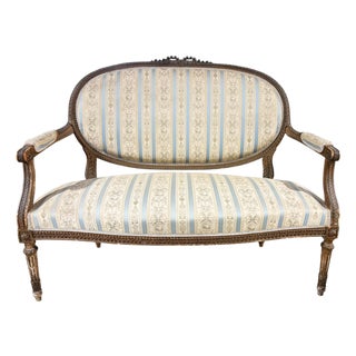 19th Century French Louis XVI Walnut Settee /Canape For Sale