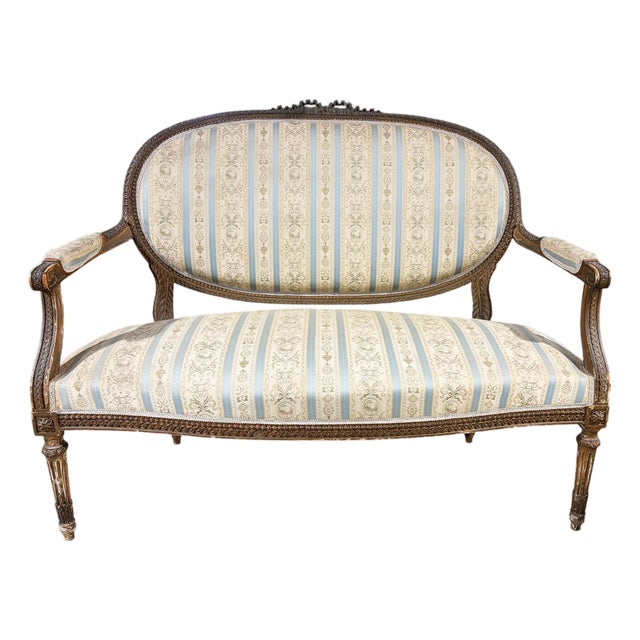 19th Century French Louis XVI Walnut Settee /Canape For Sale