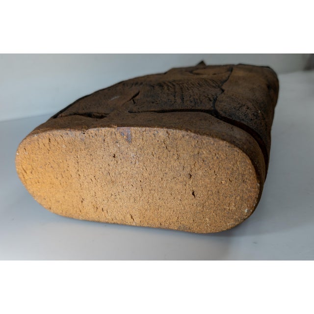 Mid-Century Modern Rustic Faux Bois Style Pottery Vase, Signed For Sale - Image 11 of 11