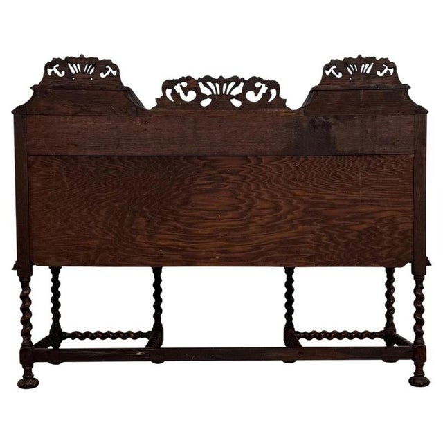 Antique English Jacobean-Style Golden Oak Sideboard, 1900s For Sale - Image 9 of 14