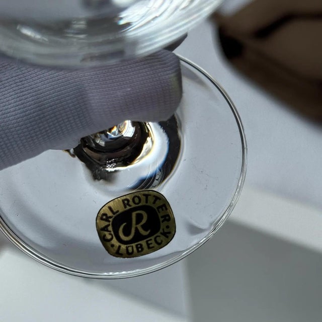 Vintage Carl Rotter Lubeck Crystal Wine Glasses: Etched European Architecture - Set of 6 For Sale - Image 4 of 4