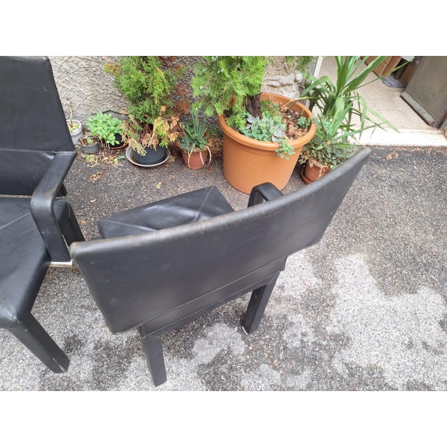 Paolo Piva Arcadia Armchairs in Black Leather by Paolo Piva for B&B Italia, 1980s, Set of 4 For Sale - Image 4 of 10