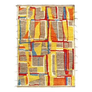 Multi Color Fine Hand Knotted Moroccan Rug For Sale