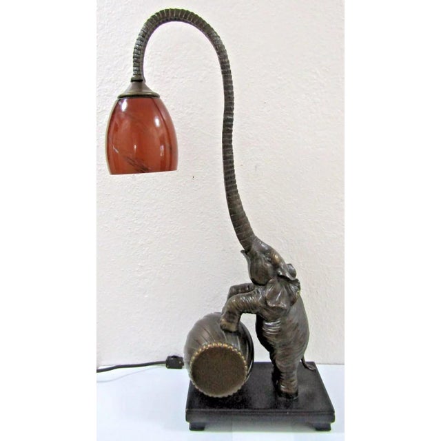 Wood Austin Standing Elephant on Barrel Table Lamp 2007 For Sale - Image 7 of 12