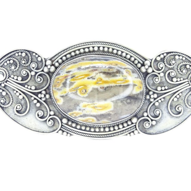 Art Nouveau Brooch in Sterling Silver and Agate Stone For Sale - Image 5 of 17