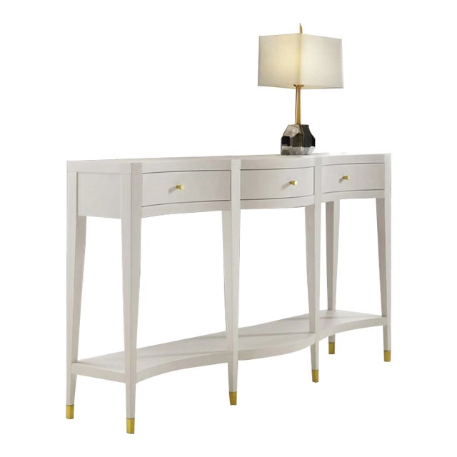 Modern History Serpentine Console Table - White Linen For Sale