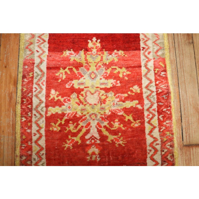 Early 20th Century Zabihi Collection Turkish Sivas Red Small Runner - 1'6" x 5'10" For Sale - Image 4 of 10