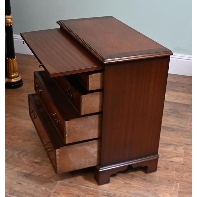 Brown Georgian Revival Mahogany Bachelor's Beside Cabinets, Set of 2 For Sale - Image 8 of 8
