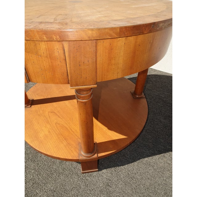 Vintage Neoclassical Baker Side Table Stand W Round Sunburst Table Top & Drawer For Sale - Image 12 of 12