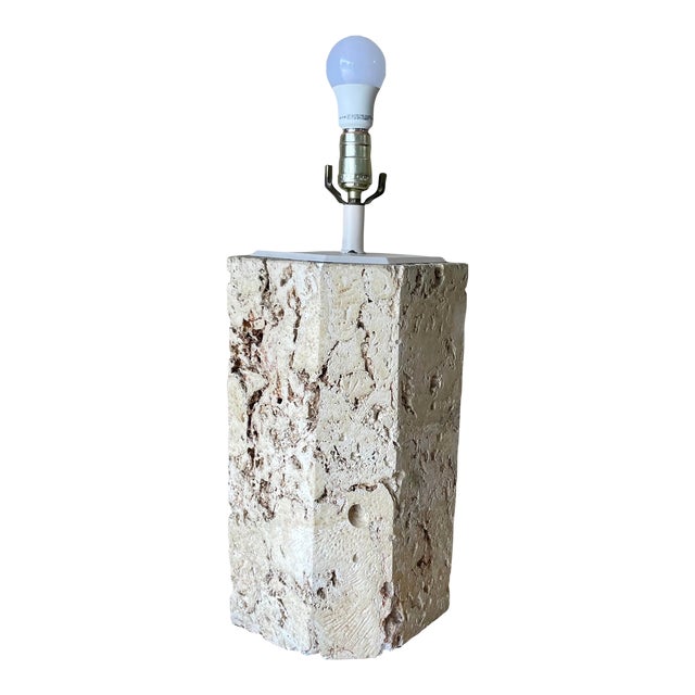 Vintage 1980s Coastal Coral Stone Table Lamp For Sale