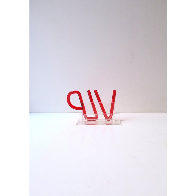Plastic Desk Business Card Holder, Vip, Lucite Acrylic, Postmodern, Late 20th Century For Sale - Image 7 of 7